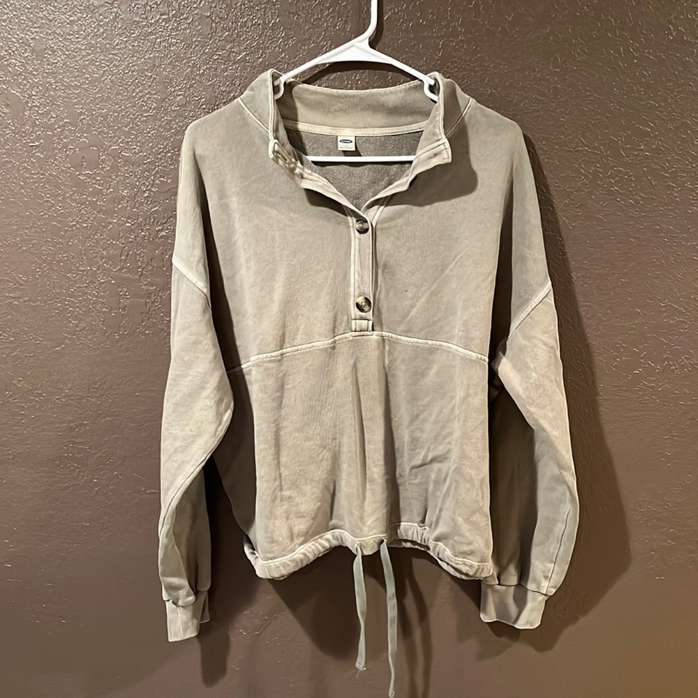 Old Nvay Olive Green Button up Sweatshirt